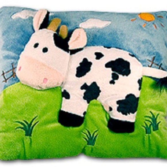 NWT Blue Decorative Pillow - Cow - Plush Velour Import from Germany - Picture 1 of 1